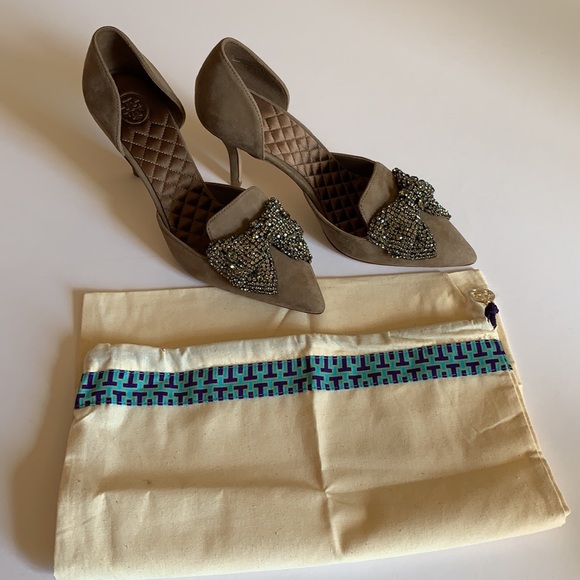 RARE Tory Burch Esme Tan D’Orsays pumps, black diamond - Picture 11 of 13